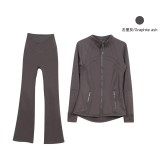 Original style bell-bottom pants and jacket set, long-sleeved women's slim-fit coat, elastic sports running yoga wear