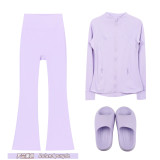 Original Embroidered  Thick-Soled EVA Sandals, Stand-Up Collar Jacket, Bell Sleeve, Women's Summer Slim-Fit Yoga Wear