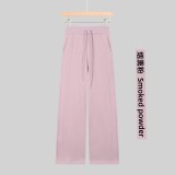 Original Embroidered  Sweatpants, Loose Fleece-Lined Straight Pants, Women's High-Waisted Wide-Leg Pants with Drawstring