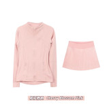 Original Embroidered  Accordion Skirt Stand Collar Jacket Set Anti-Exposure Accordion Skirt Yoga Cardigan Stretchy
