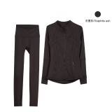 Same style jacket DF set top long-sleeve women's tight-fitting stand-up collar elastic fitness sports running yoga wear