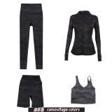 Original embroidered  stand-up collar jacket, three-quarter pants, nine-quarter pants, U-shaped tank top, four-piece slim-fit stretch suit