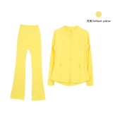 Original style bell-bottom pants and jacket set, long-sleeved women's slim-fit coat, elastic sports running yoga wear
