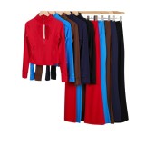 Original Embroidered  Short Stand Collar Jacket and Flared Pants Set Slim Fit Casual Yoga Stretch