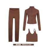 Original Embroidered  Short Jacket, Gold U-Shaped Vest, Nine-Point Yoga Fitness Sports Short Coat