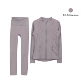 Same style jacket DF set top long-sleeve women's tight-fitting stand-up collar elastic fitness sports running yoga wear