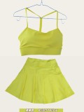 Original Embroidered  Skirt Y-shaped Bra Sports Set Tank Top Underwear for Women Fitness Nude Feel Beautiful Back