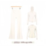 Original Embroidered  Hooded Flared Gold Jacket Three-Piece Set Women's Slim-Fit Stretchy Sportswear