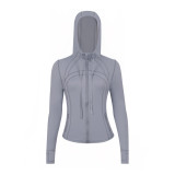 Original Define brand yoga jacket with hood for women, casual breathable sports and fitness top