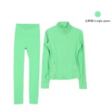 Same style jacket DF set top long-sleeve women's tight-fitting stand-up collar elastic fitness sports running yoga wear