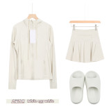 Original Embroidered  Thick-Soled EVA Sandals, Hooded Jacket, Short Skirt Set, Women's Summer Slim-Fit Yoga Wear