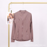The same classic Define stand-up collar yoga top with original label, women's long-sleeve sports fitness jacket