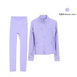 Same style jacket DF set top long-sleeve women's tight-fitting stand-up collar elastic fitness sports running yoga wear