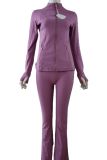 Original Embroidered  Flared Pants Jacket Gold Set Top Long Sleeve Women's Slim Fit Stretchy Sportswear