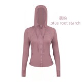 Original Embroidered  Slim-Fit Full-Zip Hooded Cardigan  Jacket Casual Sports Slimming Coat for Women