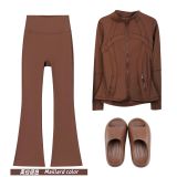 Original Embroidered  Thick-Soled EVA Sandals, Stand-Up Collar Jacket, Bell Sleeve, Women's Summer Slim-Fit Yoga Wear