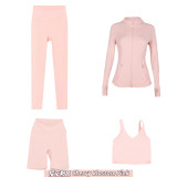 Original embroidered  stand-up collar jacket, three-quarter pants, nine-quarter pants, U-shaped tank top, four-piece slim-fit stretch suit