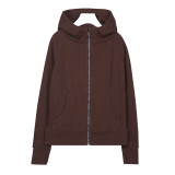 Original -style slim-fit sweatshirt with fleece lining, slimming sports hooded jacket for women, casual top wholesale