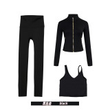 Original Embroidered  Short Jacket, Gold U-Shaped Vest, Nine-Point Yoga Fitness Sports Short Coat