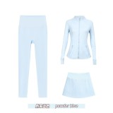 Original embroidered  stand-collar jacket and accordion skirt nine-point set, anti-exposure accordion skirt for yoga and fitness