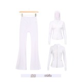 Original Embroidered  Hooded Flared Gold Jacket Three-Piece Set Women's Slim-Fit Stretchy Sportswear