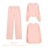 Original Embroidered  European and American Style Crew Neck Sweatshirt Long Sleeve Air Layer Loose Yoga Sports Set