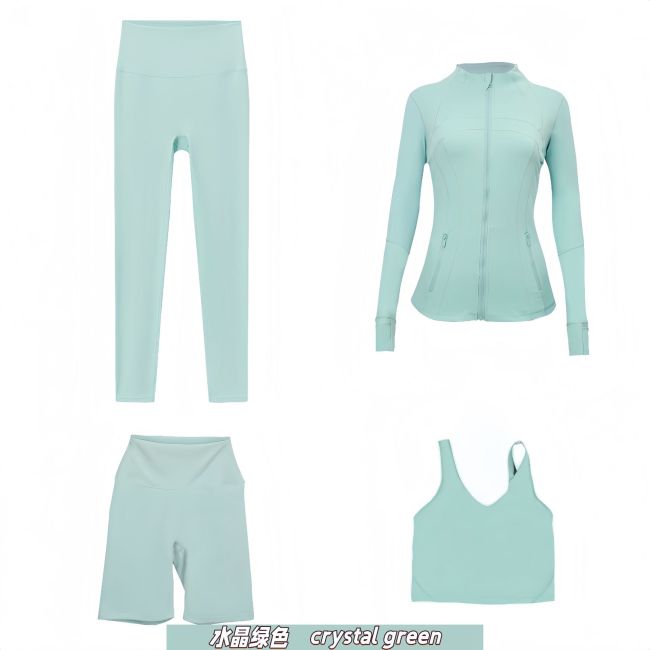 Original embroidered  stand-up collar jacket, three-quarter pants, nine-quarter pants, U-shaped tank top, four-piece slim-fit stretch suit