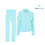 Same style jacket DF set top long-sleeve women's tight-fitting stand-up collar elastic fitness sports running yoga wear