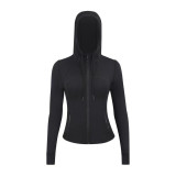Original Define hooded jacket yoga wear slim-fit zip-up cardigan casual sports fitness women's style