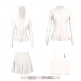 Original Embroidered  Hooded Jacket, Stand-up Collar Jacket, Short Skirt, U-shaped Tank Top, Four-piece Slim Fit Set