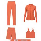 Original embroidered  stand-up collar jacket, three-quarter pants, nine-quarter pants, U-shaped tank top, four-piece slim-fit stretch suit