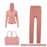 Original Embroidered  Hooded Jacket Y-shaped Nine-point Set Long-sleeved Women's Slim-fit Jacket Stretchy Sports Running Wear