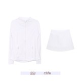 Original Embroidered  Accordion Skirt Stand Collar Jacket Set Anti-Exposure Accordion Skirt Yoga Cardigan Stretchy
