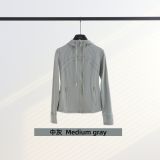 Original Embroidered  Slim-Fit Full-Zip Hooded Cardigan  Jacket Casual Sports Slimming Coat for Women