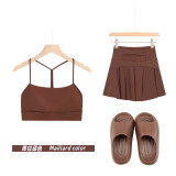 Original Embroidered  Thick-Soled EVA Sandals with Y-Back Vest and Short Skirt Set for Women's Summer Yoga Sports