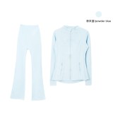 Original style bell-bottom pants and jacket set, long-sleeved women's slim-fit coat, elastic sports running yoga wear