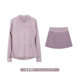 Original Embroidered  Accordion Skirt Stand Collar Jacket Set Anti-Exposure Accordion Skirt Yoga Cardigan Stretchy