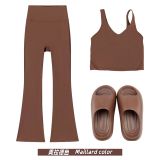 Original Embroidered  Thick-Soled EVA Sandals U-Shaped Tank Top with Chest Pads Bell-Bottom Pants Women's Summer Yoga