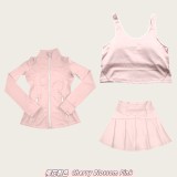 Original Embroidered  Jacket, Gold Short Skirt, U-shaped Bra with Chest Pads, Sports Fitness Nude Feel Three-piece Set