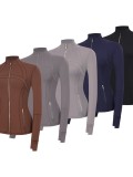 Original Embroidered  Jacket Gold Coat Top Women's Slim Fit Stand Collar Stretchy Quick-Dry Fitness Sportswear