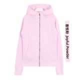 Original Embroidered  Slim-Fit Full-Zip Hooded Fleece Sweatshirt Casual Sports Slimming Jacket for Women