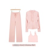 Original Embroidered  Straight Pants U-Back Tank Top Hooded Jacket Set Nude Feel Fitness Sports Bra with Beautiful Back Design