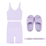Original embroidered  thick-soled EVA sandals with U-shaped tank top and chest pad, five-piece set for women, summer