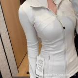 Same style as Define original label, gold zipper yoga jacket, stand-up collar fitness jacket, long-sleeved running sports coat