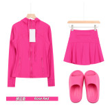 Original Embroidered  Thick-Soled EVA Sandals, Hooded Jacket, Short Skirt Set, Women's Summer Slim-Fit Yoga Wear