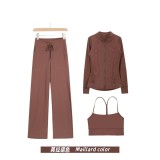 Original Embroidered  Straight Pants, Y-Back Vest, Stand-Up Collar Jacket Set, Barely-there Fitness Sports Bra with Beautiful Back Design