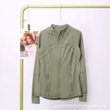 The same classic Define stand-up collar yoga top with original label, women's long-sleeve sports fitness jacket