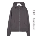 Original Embroidered  Slim-Fit Full-Zip Hooded Fleece Sweatshirt Casual Sports Slimming Jacket for Women