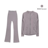 Original style bell-bottom pants and jacket set, long-sleeved women's slim-fit coat, elastic sports running yoga wear