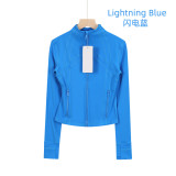 Original Embroidered  Stand Collar Short Jacket, Slim Fit Sports Yoga Wear, Slimming Elastic Sports Coat